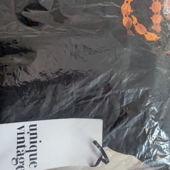 Black fit and flare dress with pumpkin trim - Picture 5 of 6